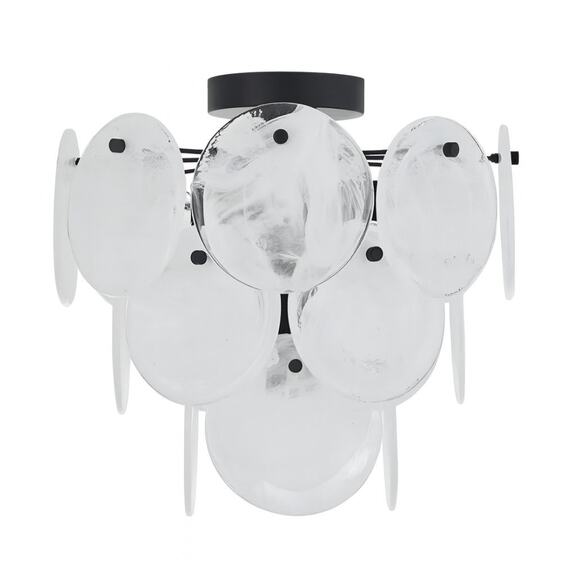 Modern 4-Light Flush Mount Matte Black Glass Ceiling Light Fixture Chandelier - Picture 1 of 12